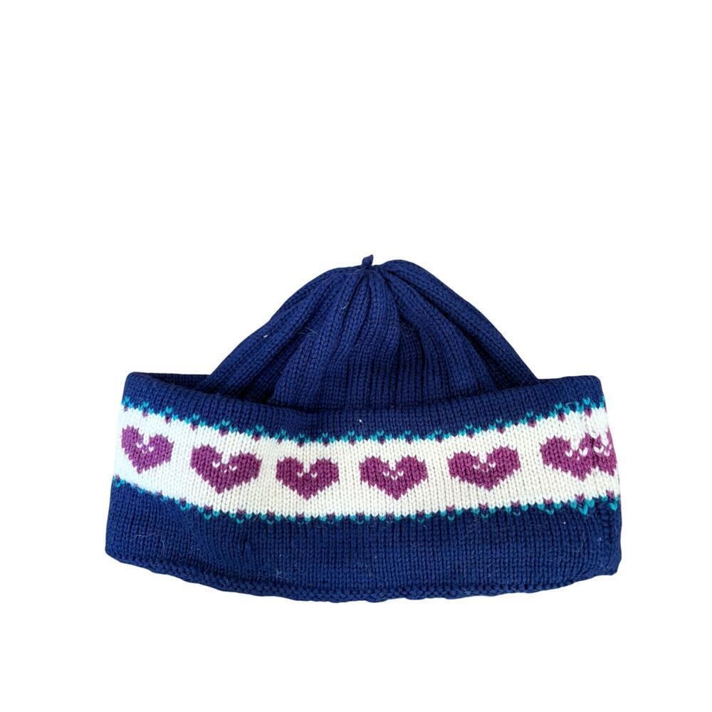 Vintage Mountain Ladies & Ewe Wool Heart Knit Beanie Hat 100% Wool